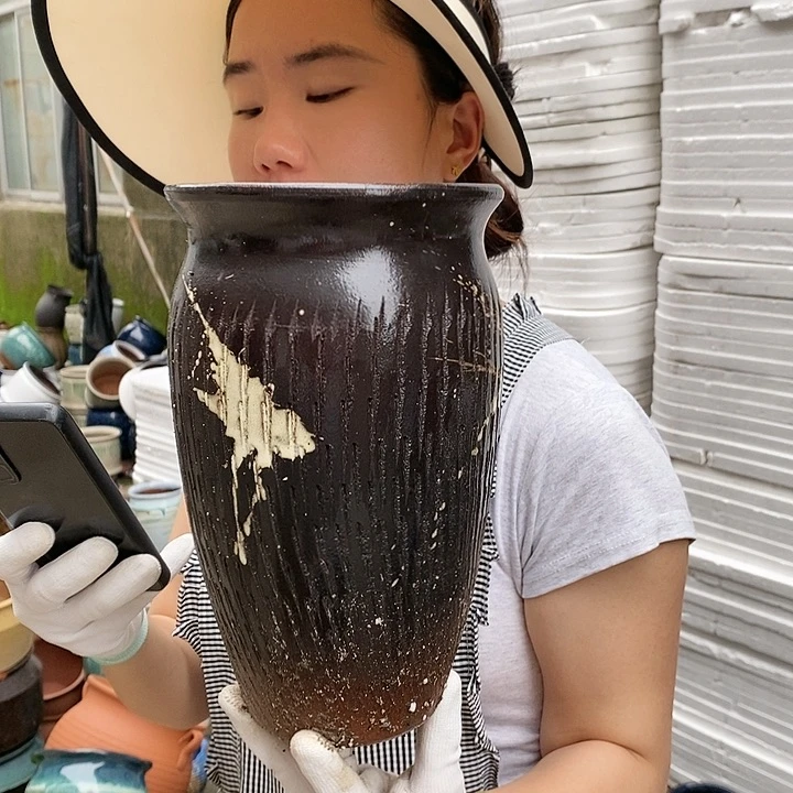 紫砂花盆瑕疵口15高25