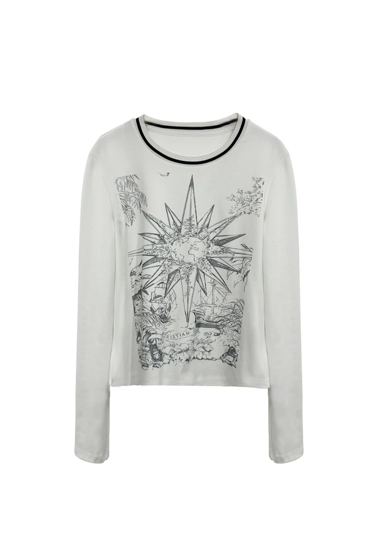 【直播】长袖T恤24年秋新款圆领上衣时尚刺绣遮肉显瘦打底衫95163