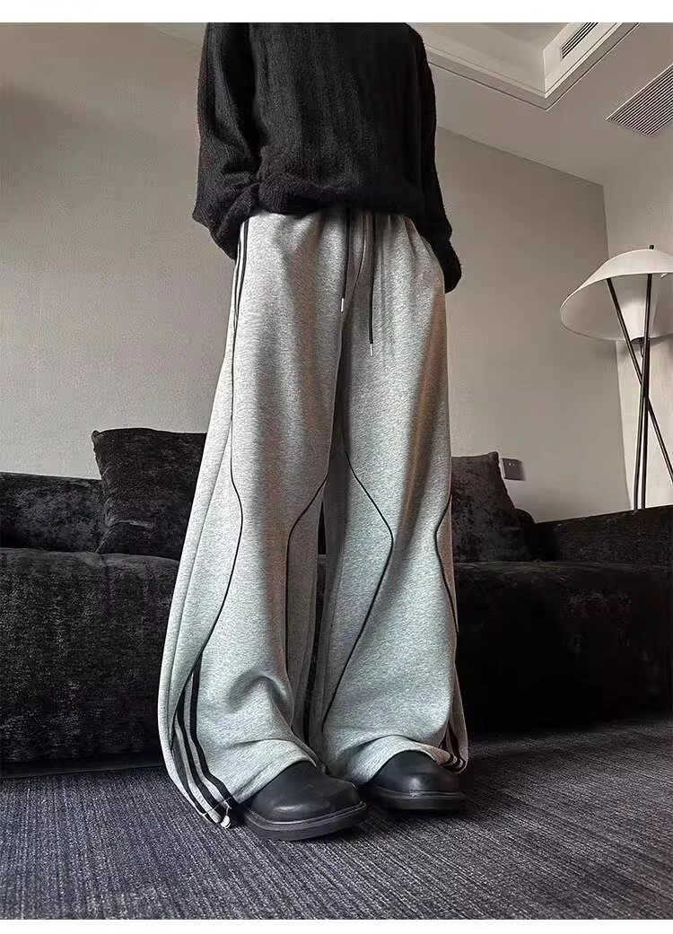 【桃园-2021】美式重磅350克加厚条纹拼接休闲运动卫裤