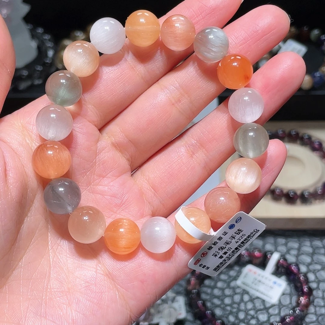 水晶手链未镶嵌兔毛手链，晶体通透