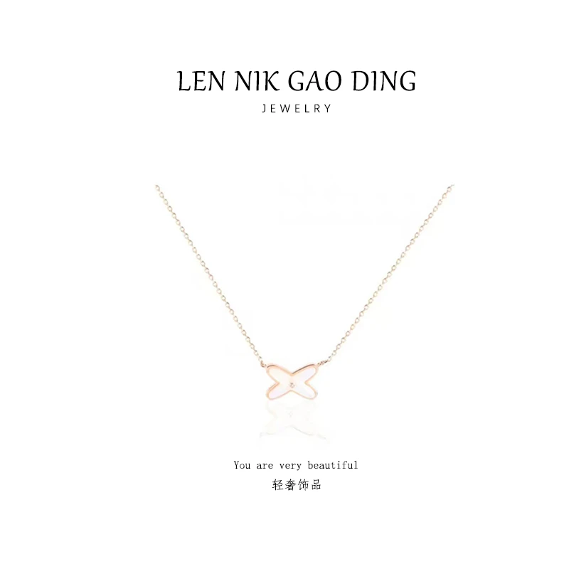 合金项链 lennik/lennik-LN轻奢经典时尚百搭白色交叉项链