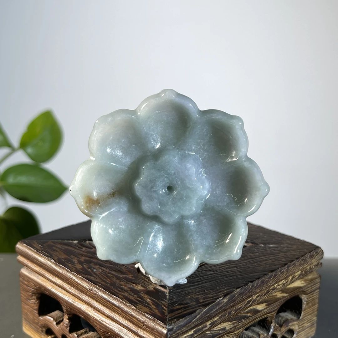 JYW29-010  天然缅甸A货翡翠  莲花香插