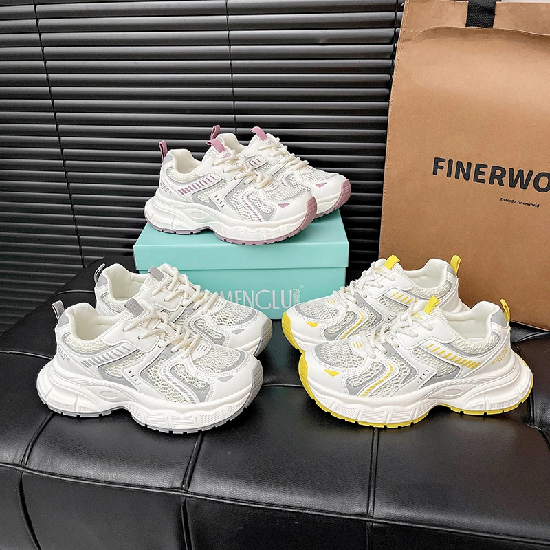 【现货】老爹鞋透气百搭韩版ins夏季厚底增高网面小白鞋3