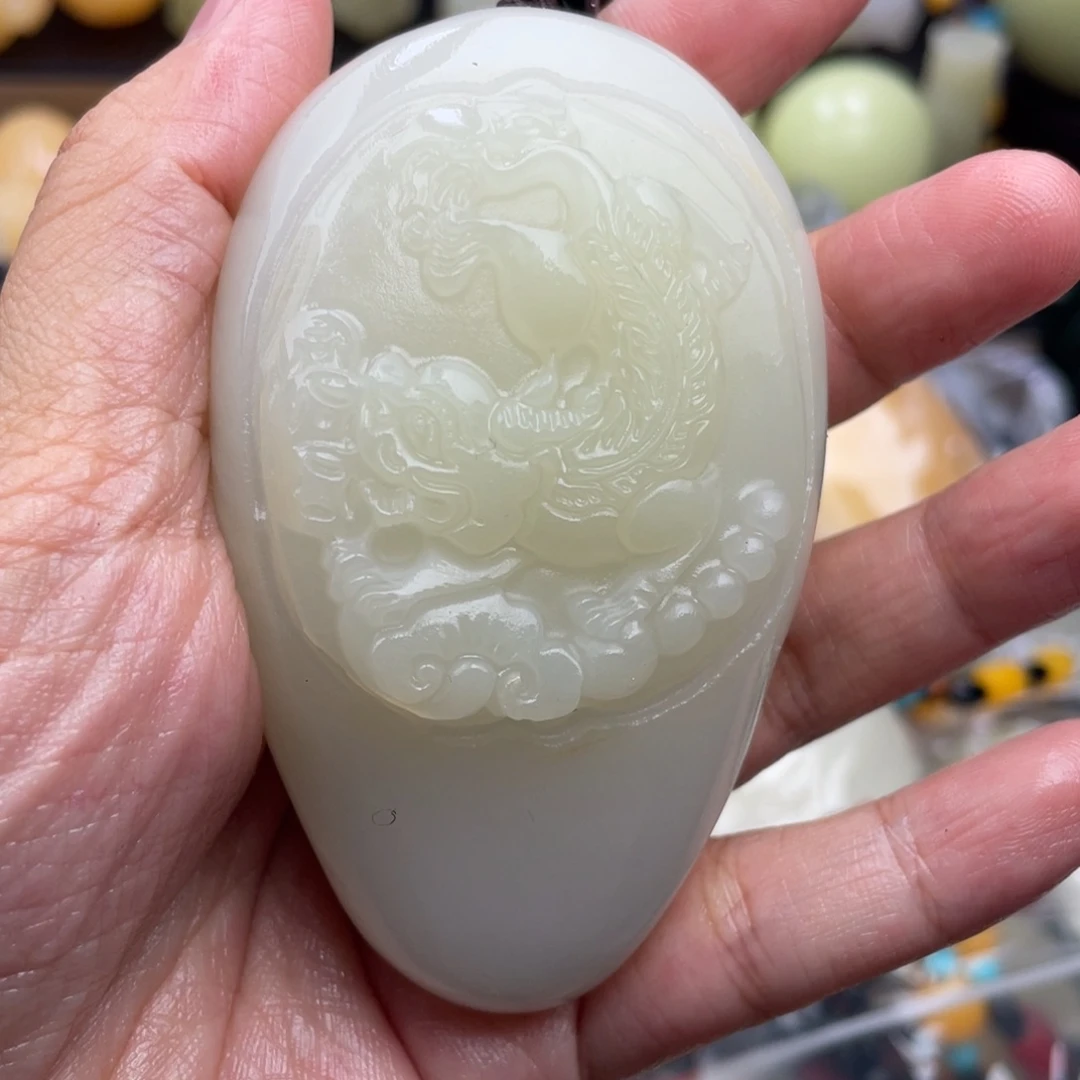 石材江****人天然古青石手把件