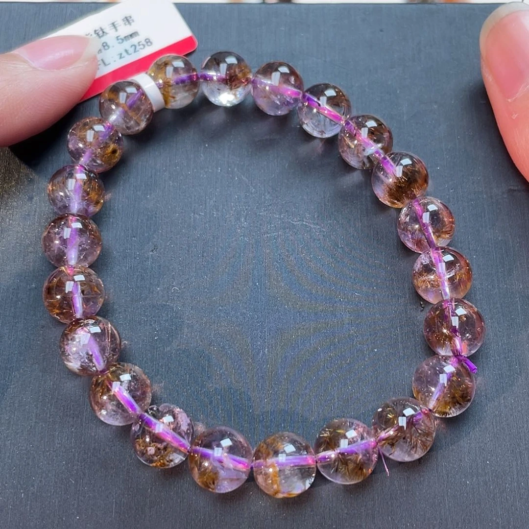 水晶手串未镶嵌紫钛手串zt258 80号