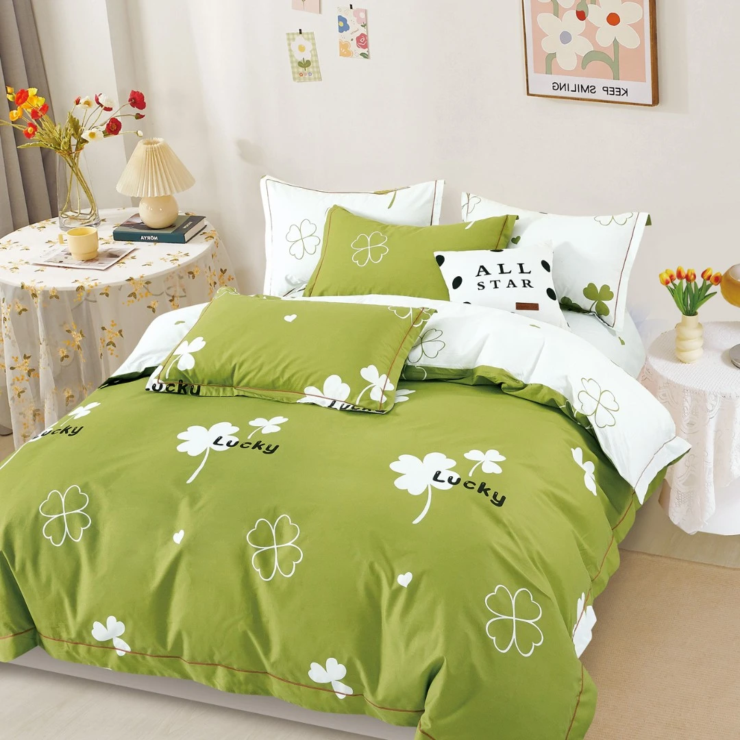 幸运草-柔光棉纯棉床单枕套被套单件套件可定制
