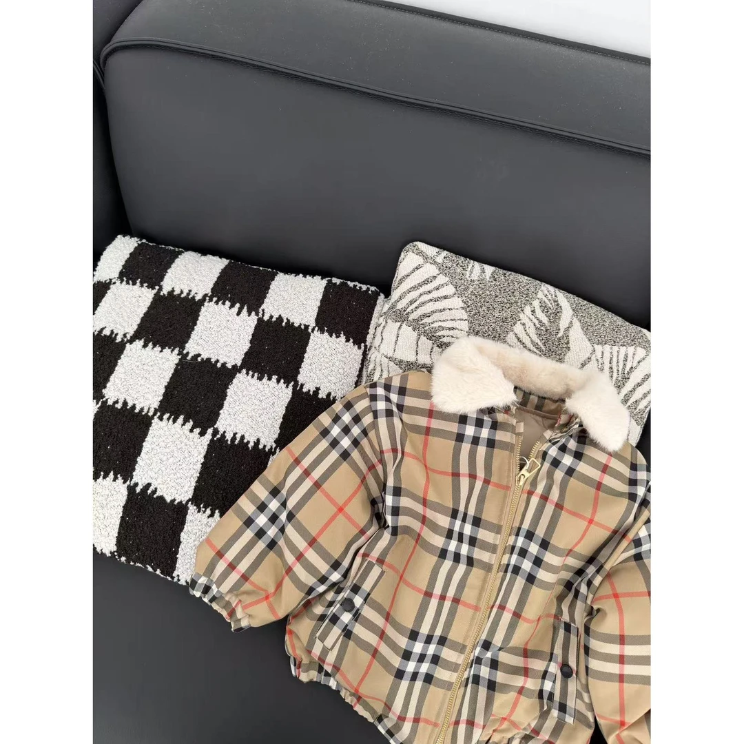 儿童格子翻领休闲风森系厚款棉服棉袄夹克上衣保暖格纹LH1010