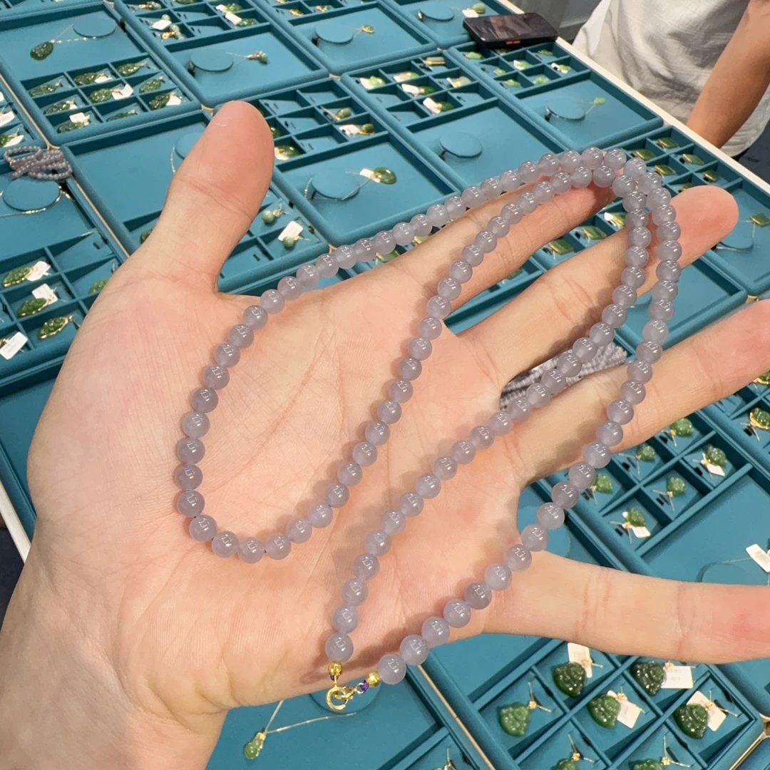 天然和田玉冰烟紫108颗项链约6mm左右多样性拍一发一hs