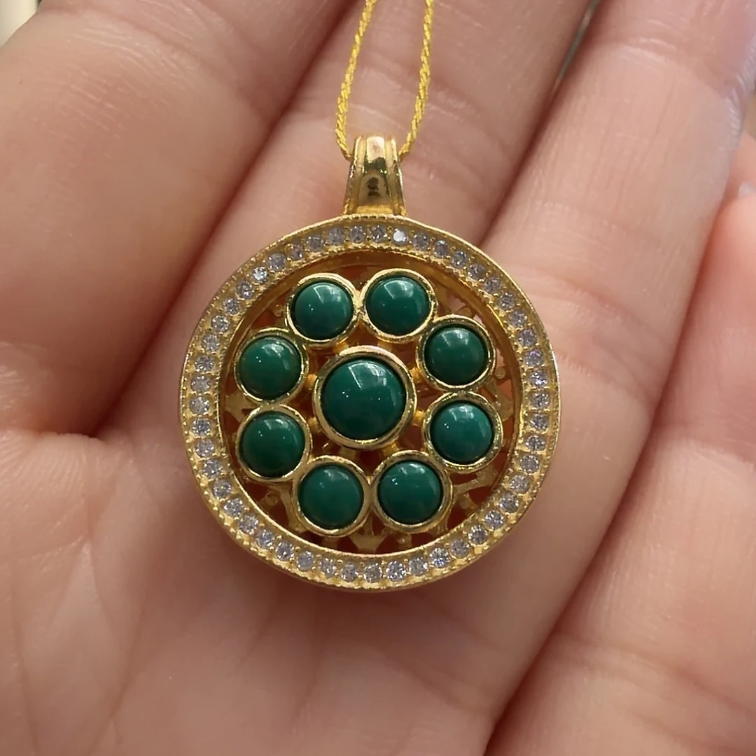 绿松石银S925镶嵌颈饰