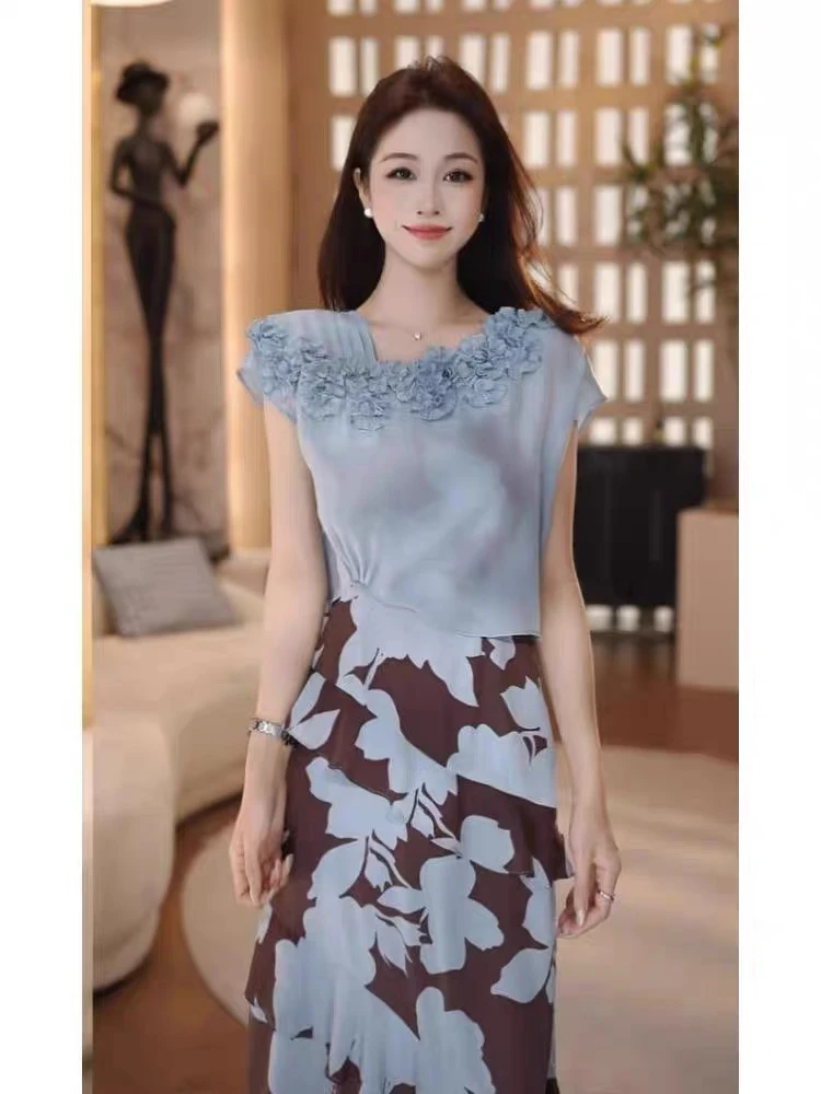 轻熟气质套装女立体花得体穿搭一整套连衣裙A5168