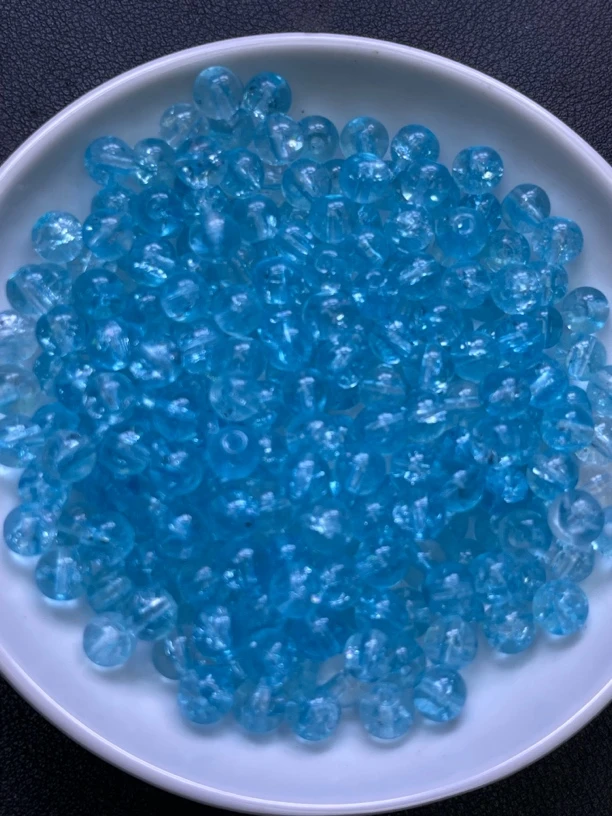 天然珠宝玉石 天空蓝水晶Y2020  8MM 30颗（赠弹力绳）