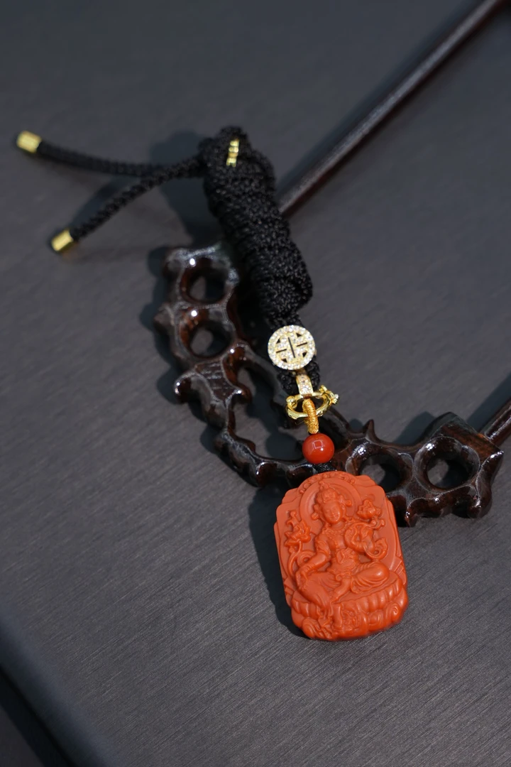 【元宝珠宝】南红度母无事牌吊坠多样性发一件JNH13228001