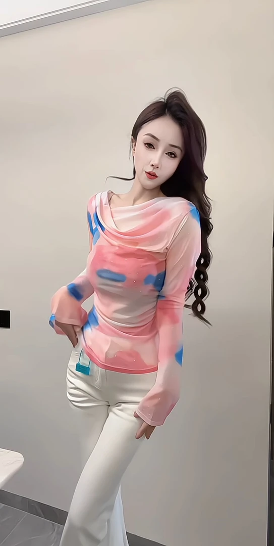 欧洲站2025夏季防晒t恤显瘦上衣时尚女装洋气晕染网纱长袖打底衫