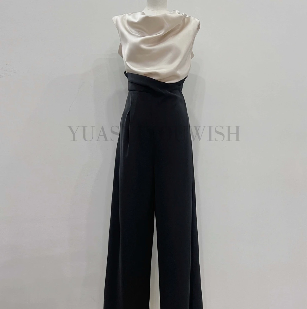 YUASYIYOUWISH|“瞻云”设计师版型高级感拼接高腰阔腿连体裤