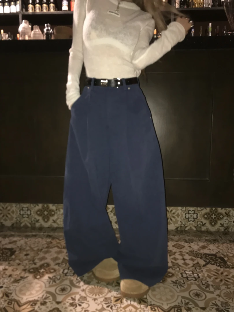 【SEE CHANGE25F/W】美式复古显瘦宽松高腰直筒牛仔裤 C024