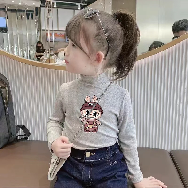 女童莫代尔春秋季新款儿童长袖T恤中大童百搭高领内搭宝宝上衣潮