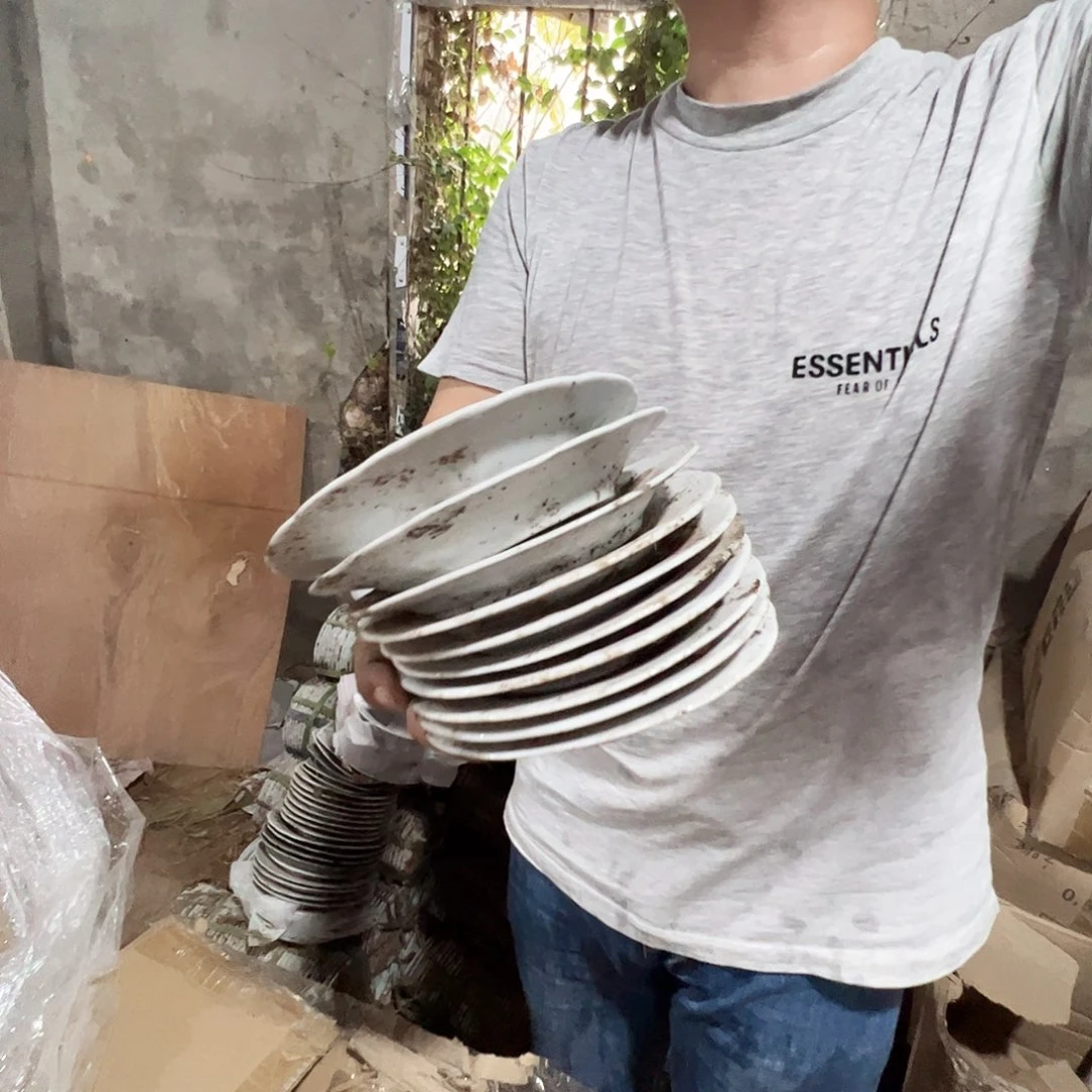 瓷片景德镇陶瓷老白胎浮雕6寸碟10只