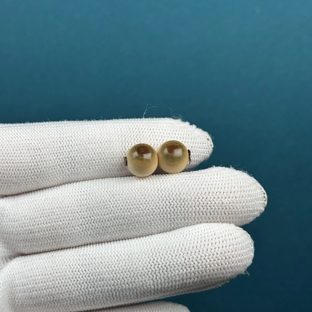 D90-90天然猛犸牙蓝眼睛圆珠9mm支持复检假一罚十