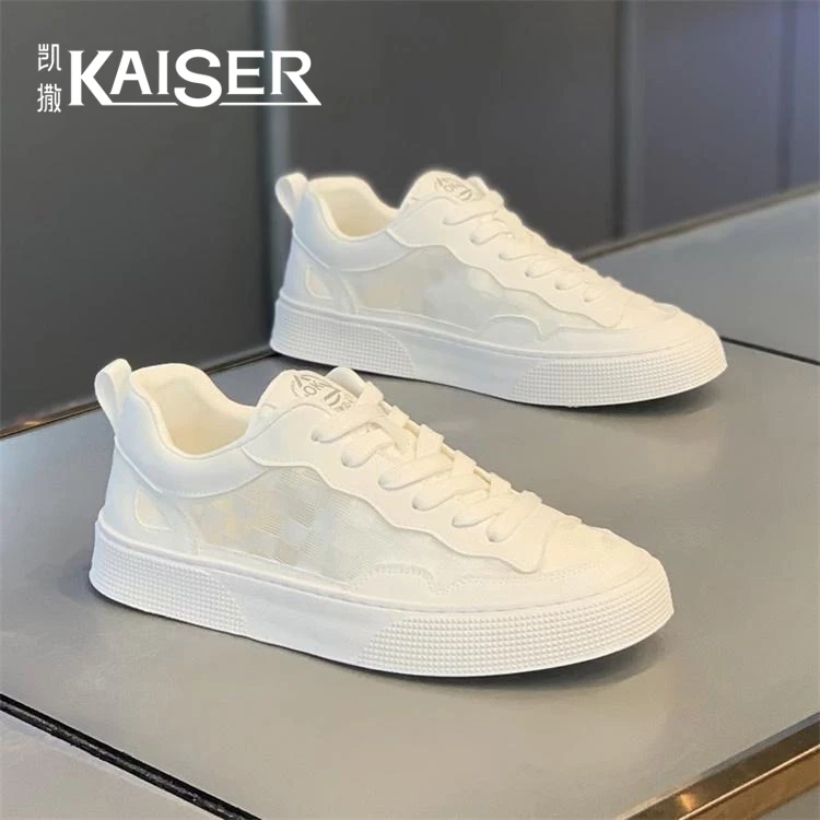 凯撒秋季男鞋软底防滑厚底增高透气休闲板鞋百搭学生潮流小白鞋子