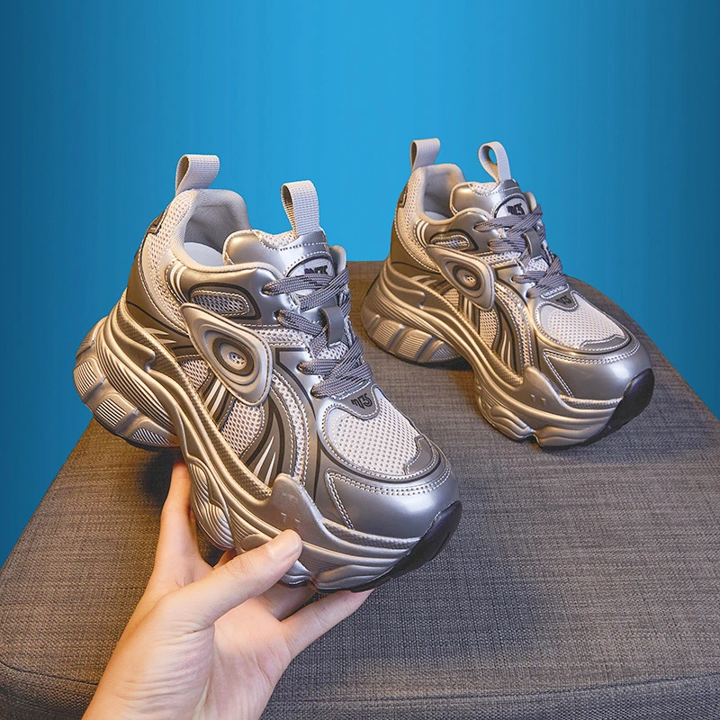 『明星同款』西瑞女鞋秋冬季时尚百搭网面透气运动鞋厚底增高老爹鞋