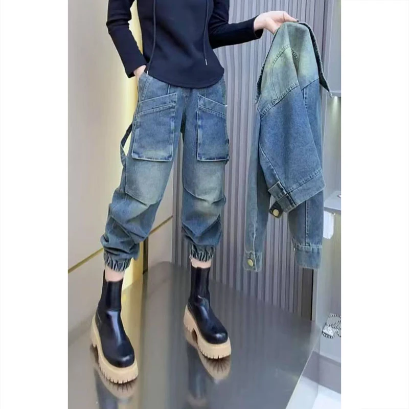 艾塔莉哈伦裤女春季新款胖mm大码显瘦萝卜裤小个子百搭束脚小个子