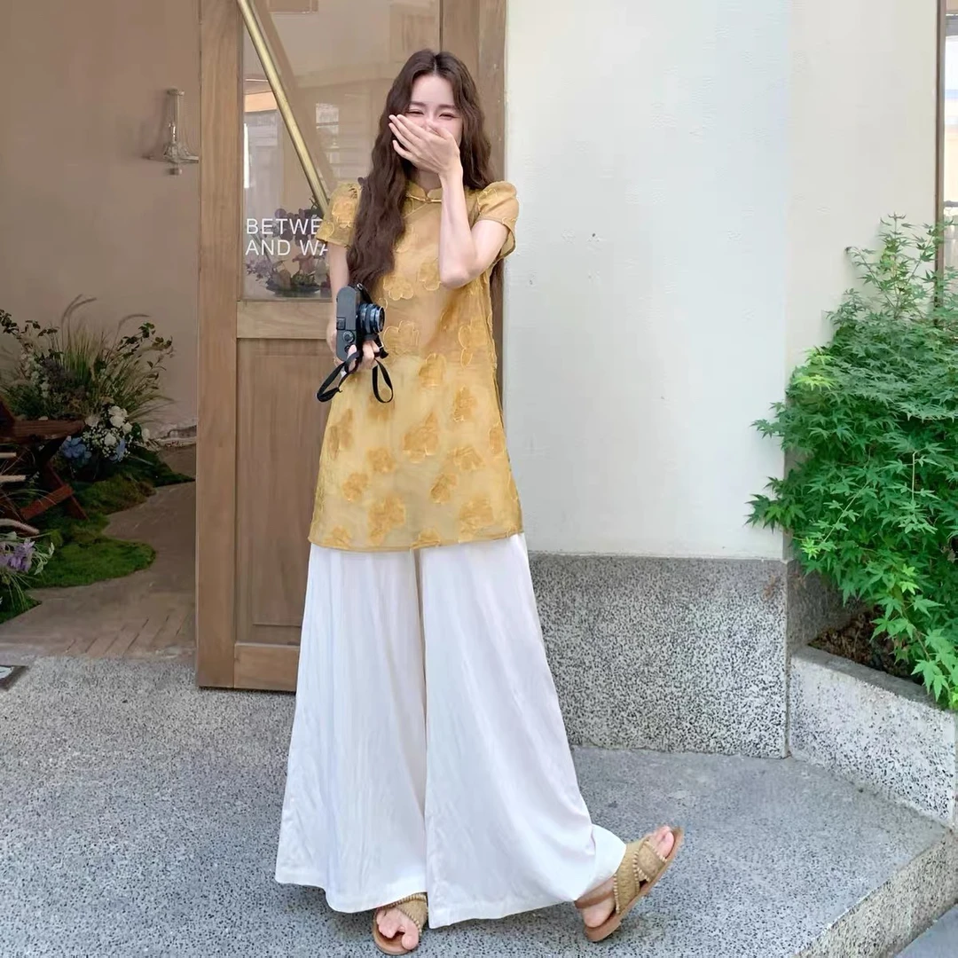 TAOMEIXI/淘美汐夏季星星单恋新款洋气时尚立领短袖气质显瘦衬衫