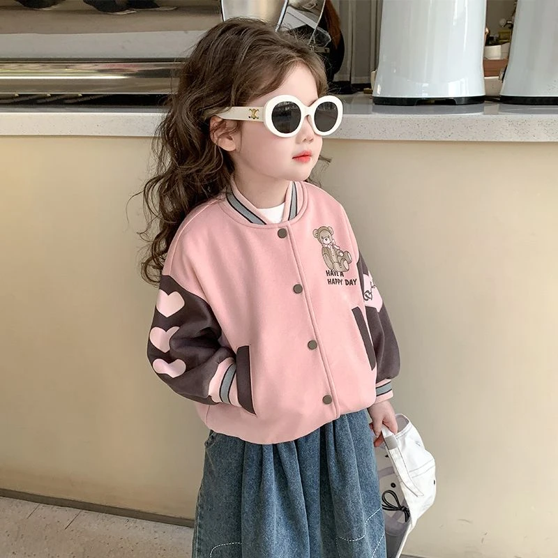 儿童外套新品女童女孩棒球服洋气女宝宝休闲夹克儿童时髦外穿上衣