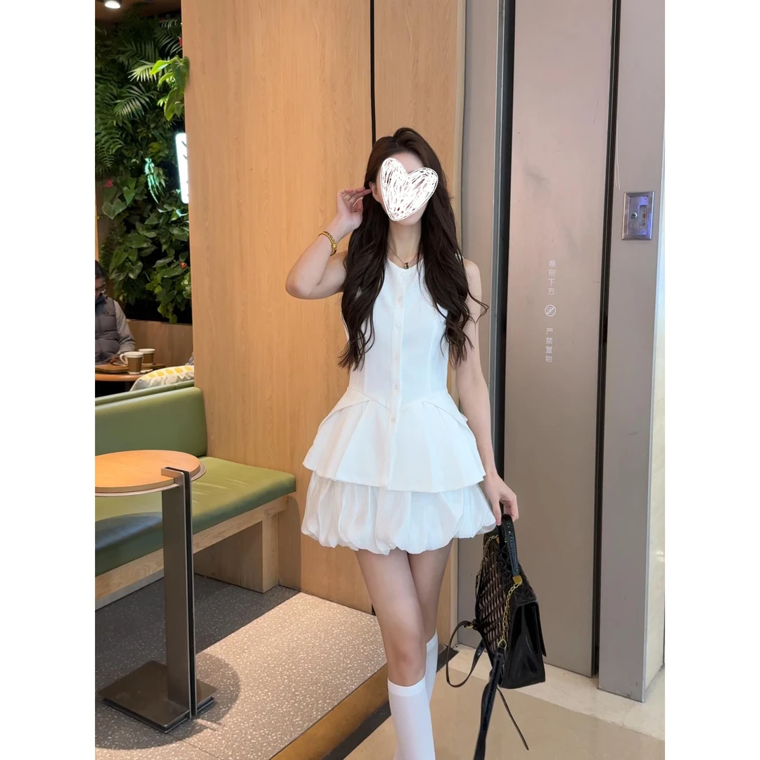 甜美可爱风格连衣裙女款夏季2025新款高级感夏天无袖组合套装裙子