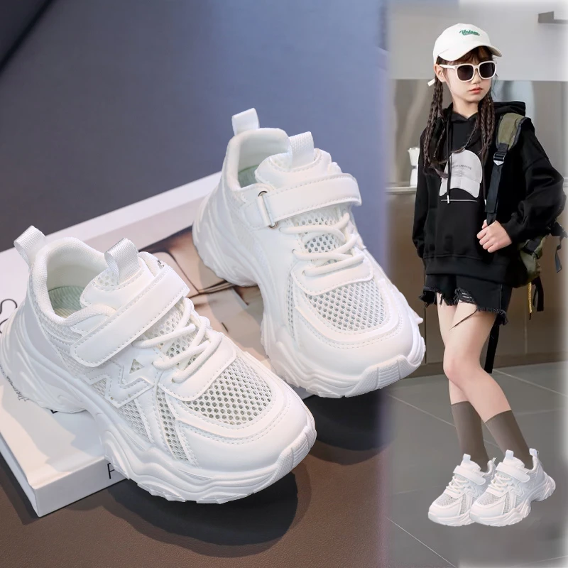 2025夏季透气网面新款儿童跑鞋魔术贴舒适鞋EVA底轻便防滑通用男