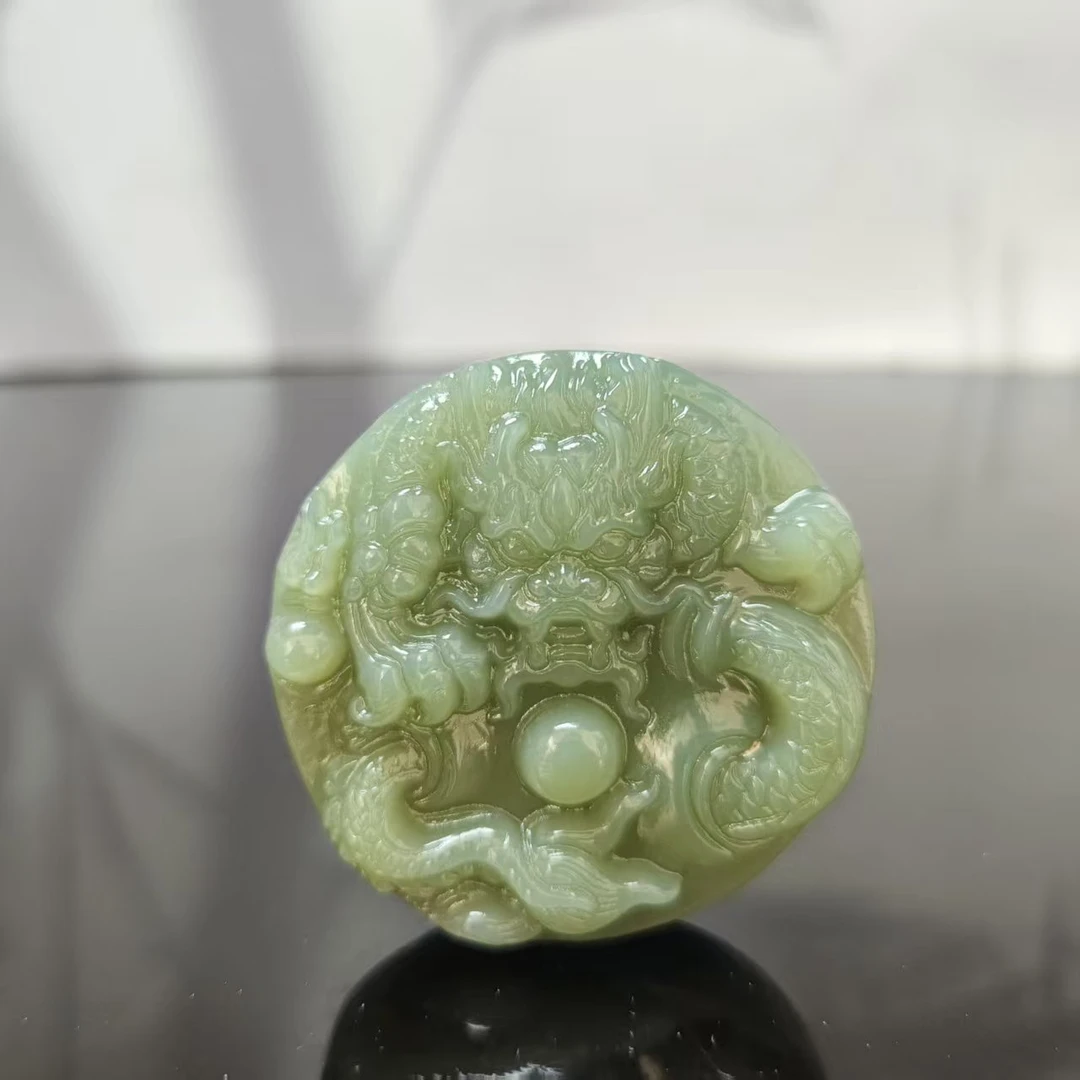 Q和田玉龙腾四海吊坠0419