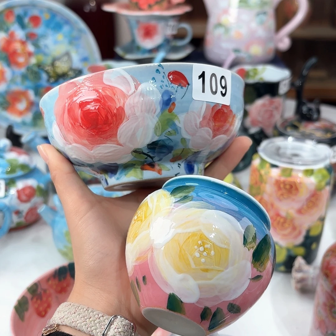 一***往景德镇手绘高温釉下彩陶瓷茶具