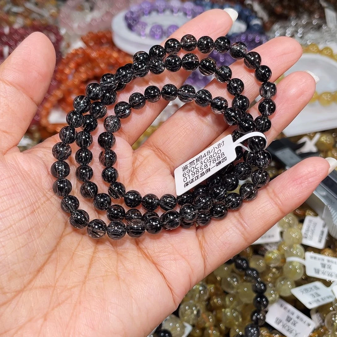 手串未镶嵌发晶黑发晶多圈6m