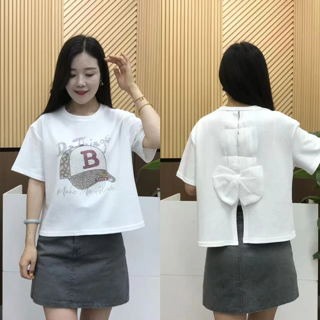 2025年T恤女夏季新款韩版港味减龄修身显瘦短袖上衣女
