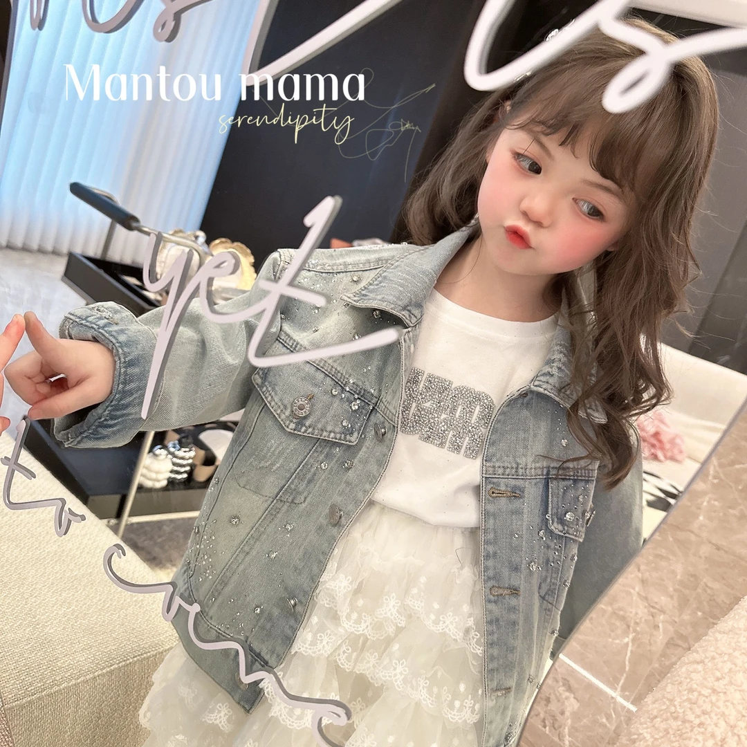 【Mt studio】【新款】细钻青春牛仔外套春秋季女童精致少女百搭