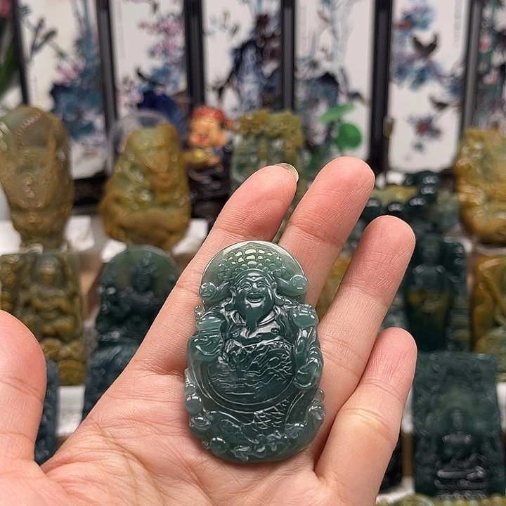颈饰未镶嵌翡翠天然翡翠a货财神