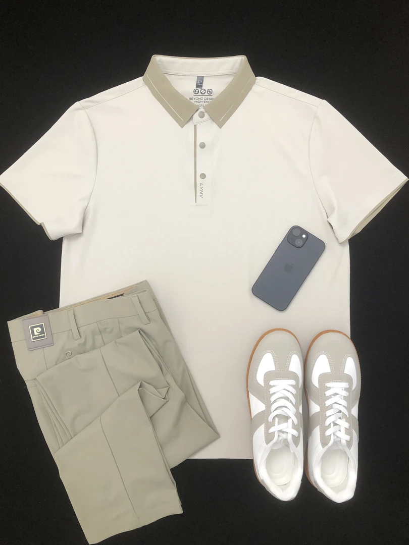 男士夏季polo衫休闲T恤衫宽松纯色夏季短袖舒适翻领撞色套头透气