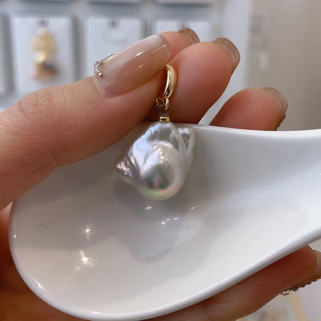 淡水珍珠天然珍珠巴洛克银S925镶嵌