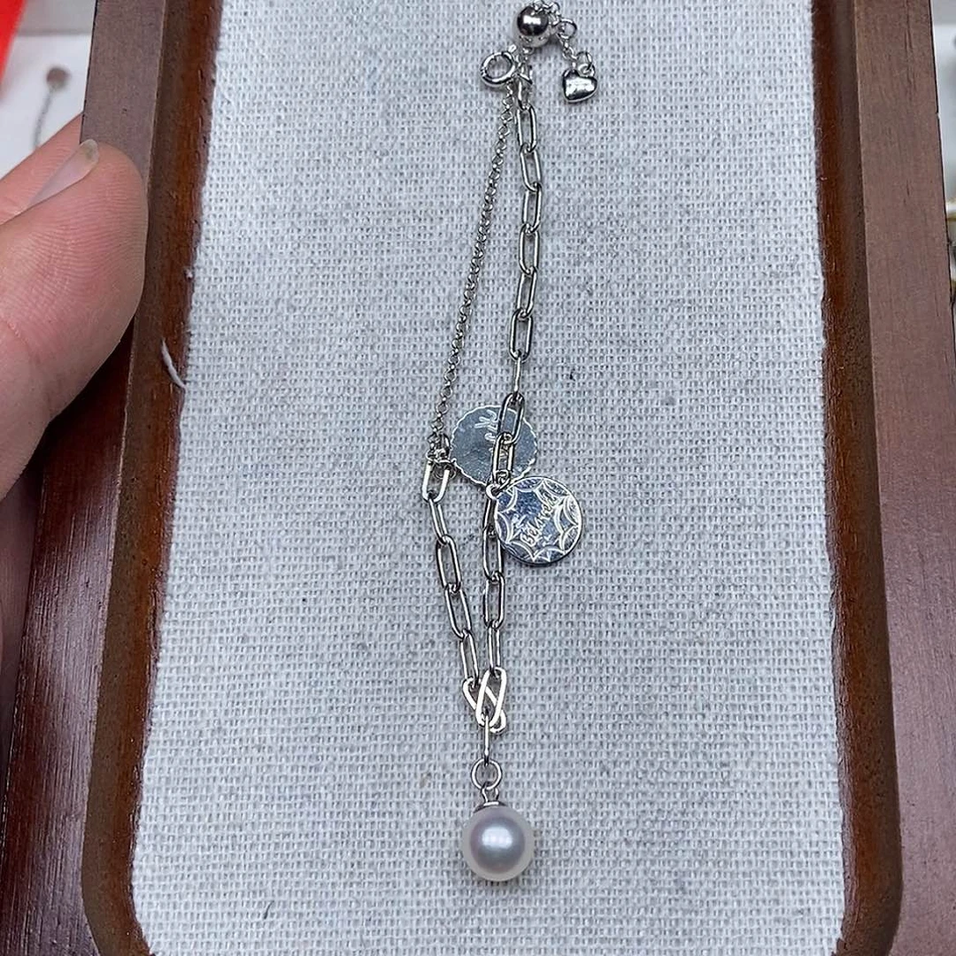 银S925镶嵌手链海水珍珠