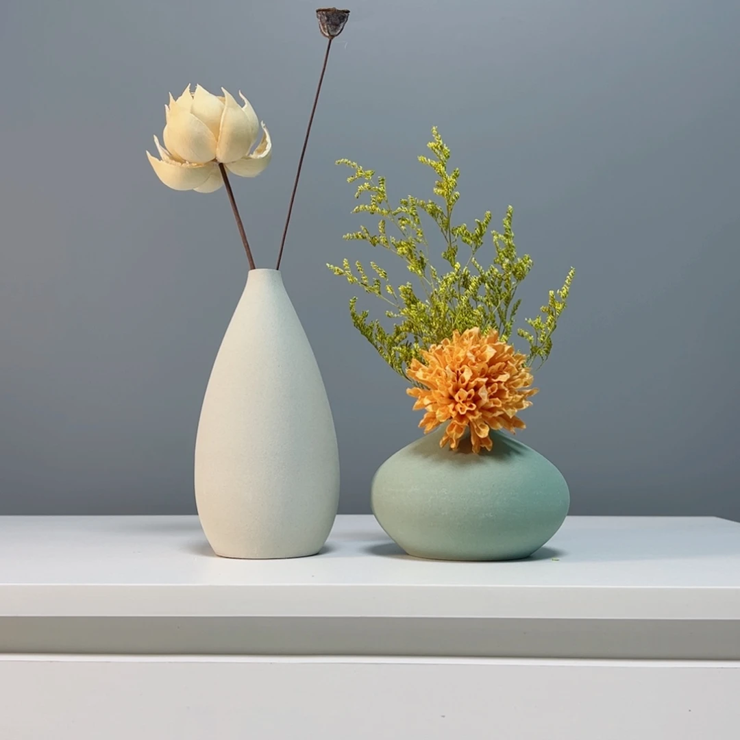 摆件景德镇手作陶瓷花瓶摆件无孔