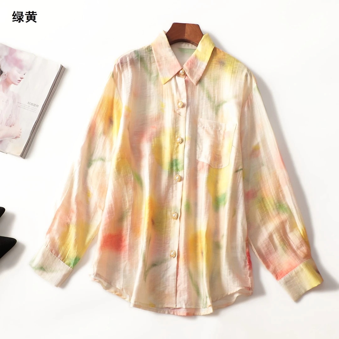 412220秋中长款长袖单排扣衬衫衬衣