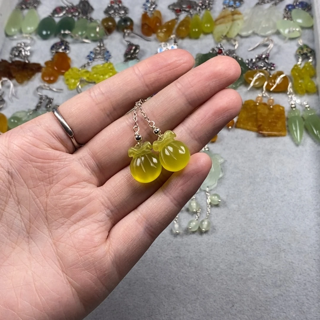 蛇纹石玉未镶嵌挂件耳饰耳环项链