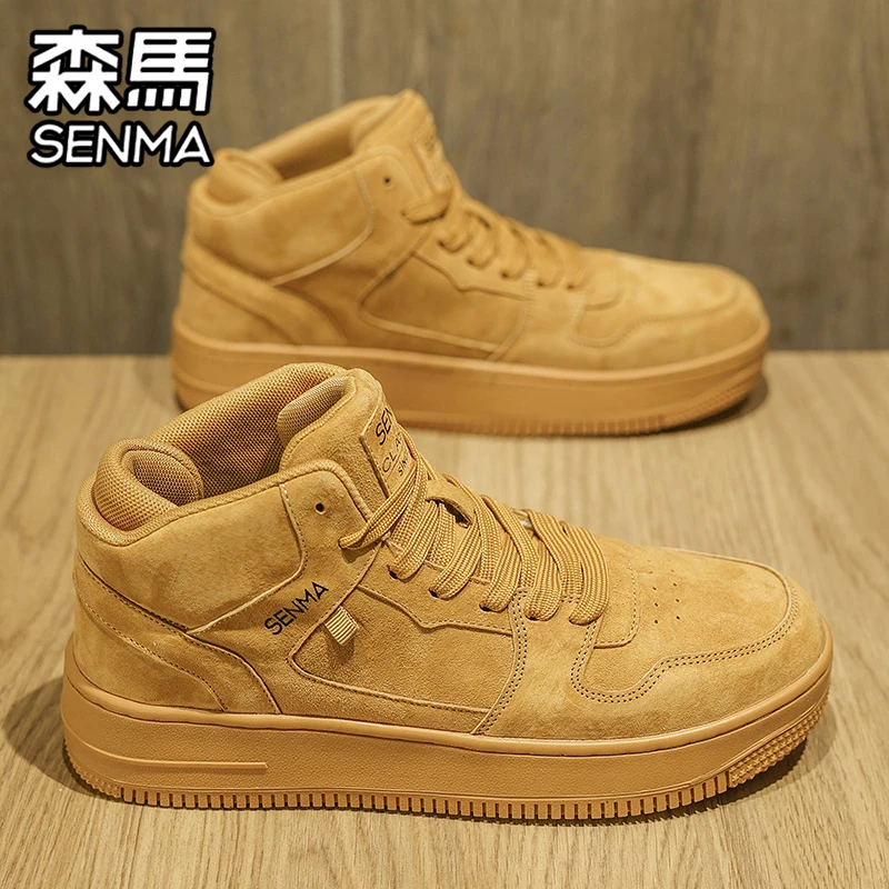 【双11好物】森马男鞋秋季高帮时尚休闲运动中帮板鞋百搭小麦色潮鞋