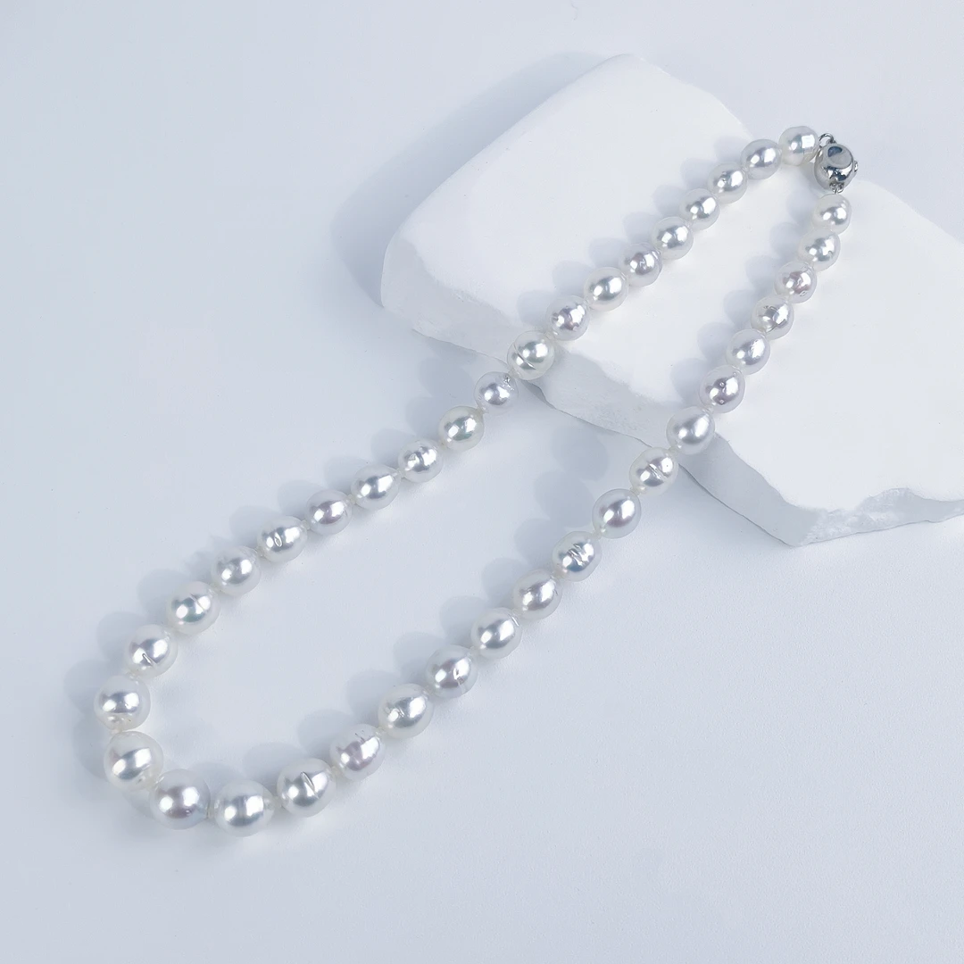 “不规则光”海水澳白巴洛克珍珠项链/9-12mm/S925