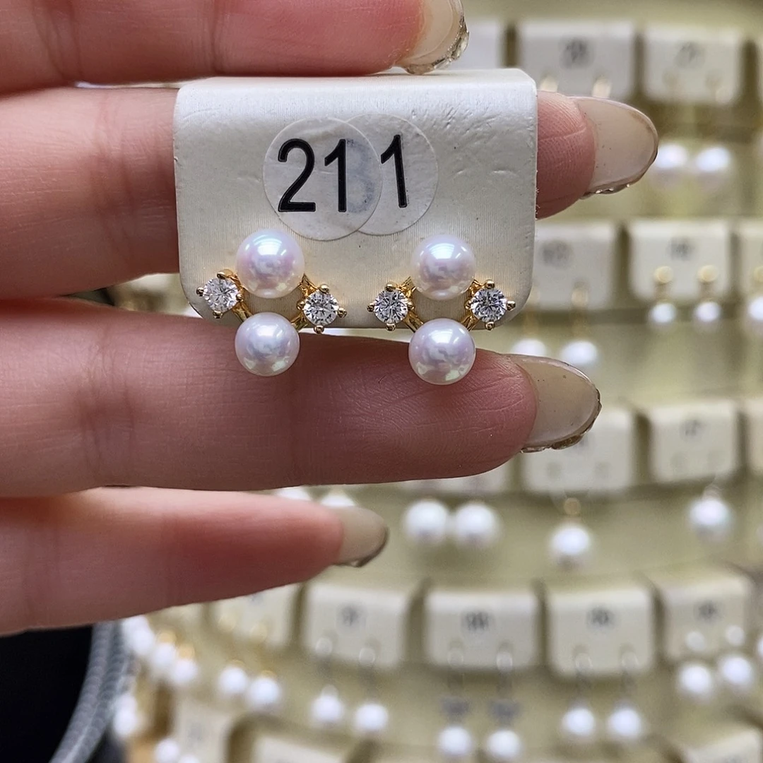 平***儿银S925镶嵌耳饰淡水珍珠