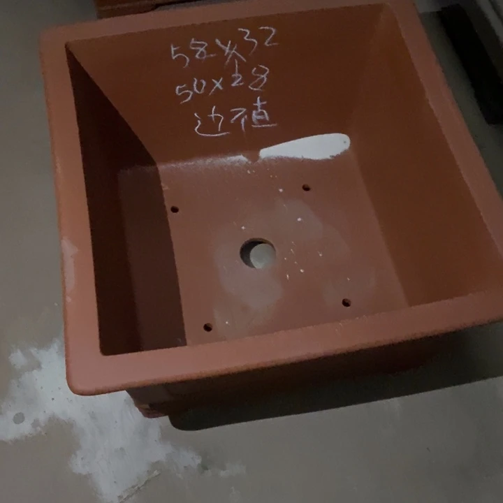 紫砂花盆只顾看手机和