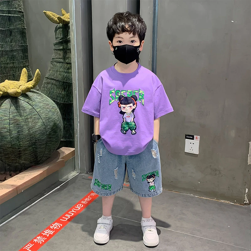 哪咤儿童服装男童夏季套装2025新款帅气小男孩夏装短袖男宝宝衣服