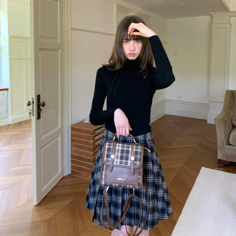 东京岁时记jk秋冬打底蝴蝶结毛衣黑色修身显瘦保暖针织上衣女内搭
