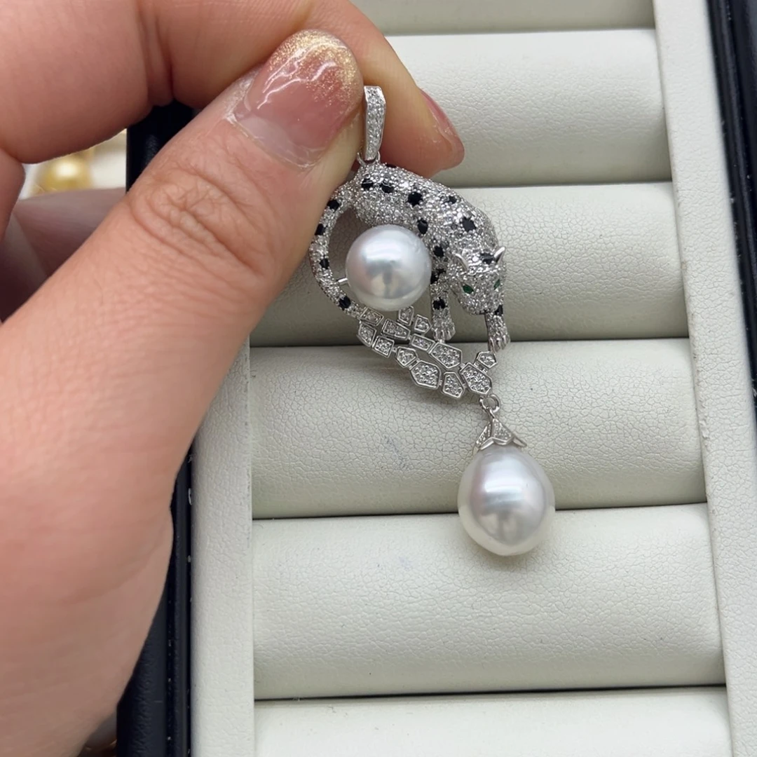 银S925镶嵌海水珍珠吊坠(不含链)