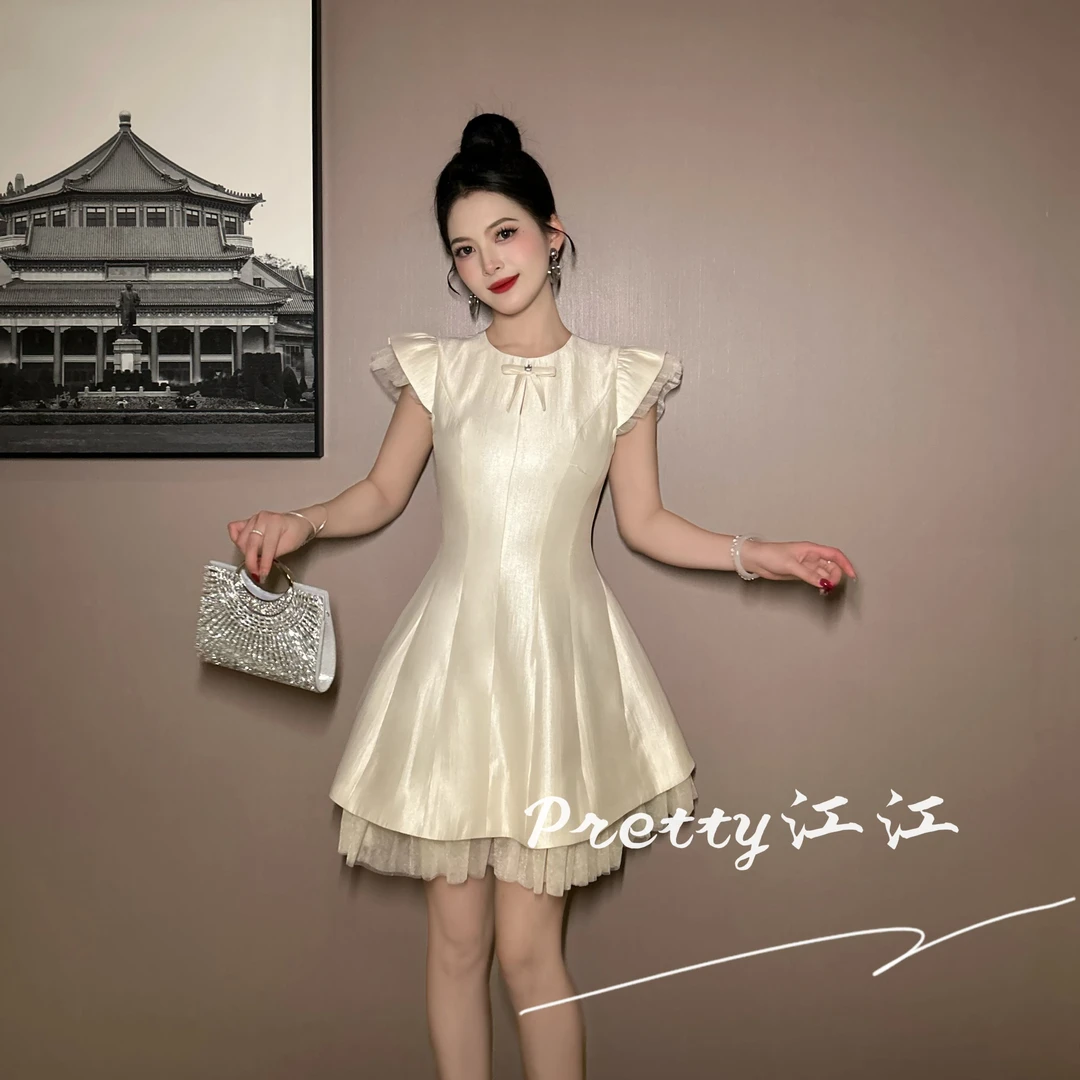 Pretty小众设计师品牌江江定制 气质修身A字裙法式连衣裙11564