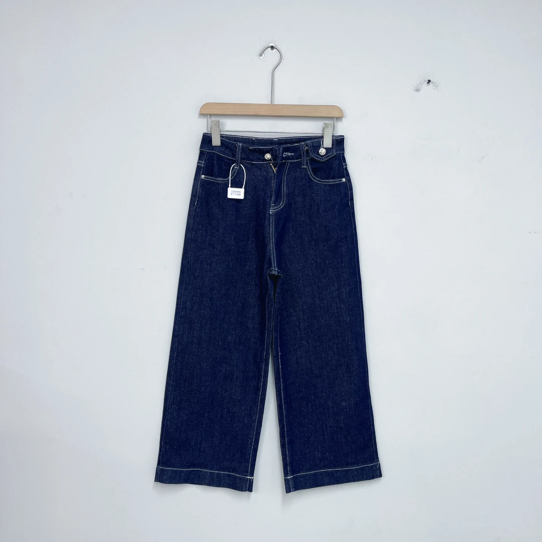 136女装牛仔裤时尚宽松水洗蓝色阔腿裤